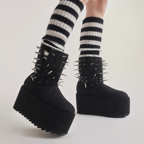Dolls Kill Shoes - NWOB 🖤 Dolls Kill Thorny Tales Spiked Suede Platform Boots 🖤 Women's 9